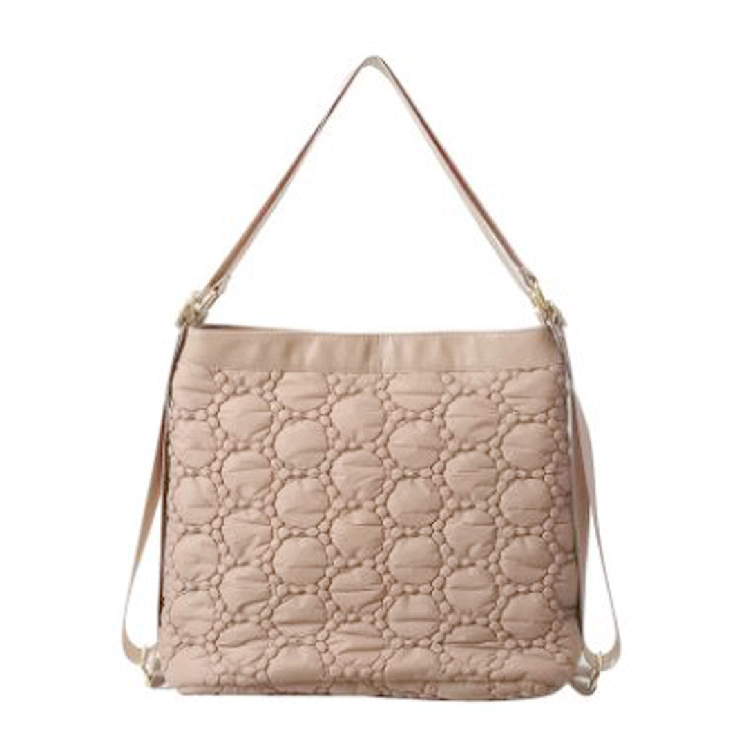 Quilted 3ways tote/backpack for women Beige tote bag/handbag/shoulderbag/backpack