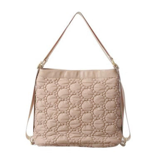 Quilted 3ways tote/backpack for women Beige tote bag/handbag/shoulderbag/backpack