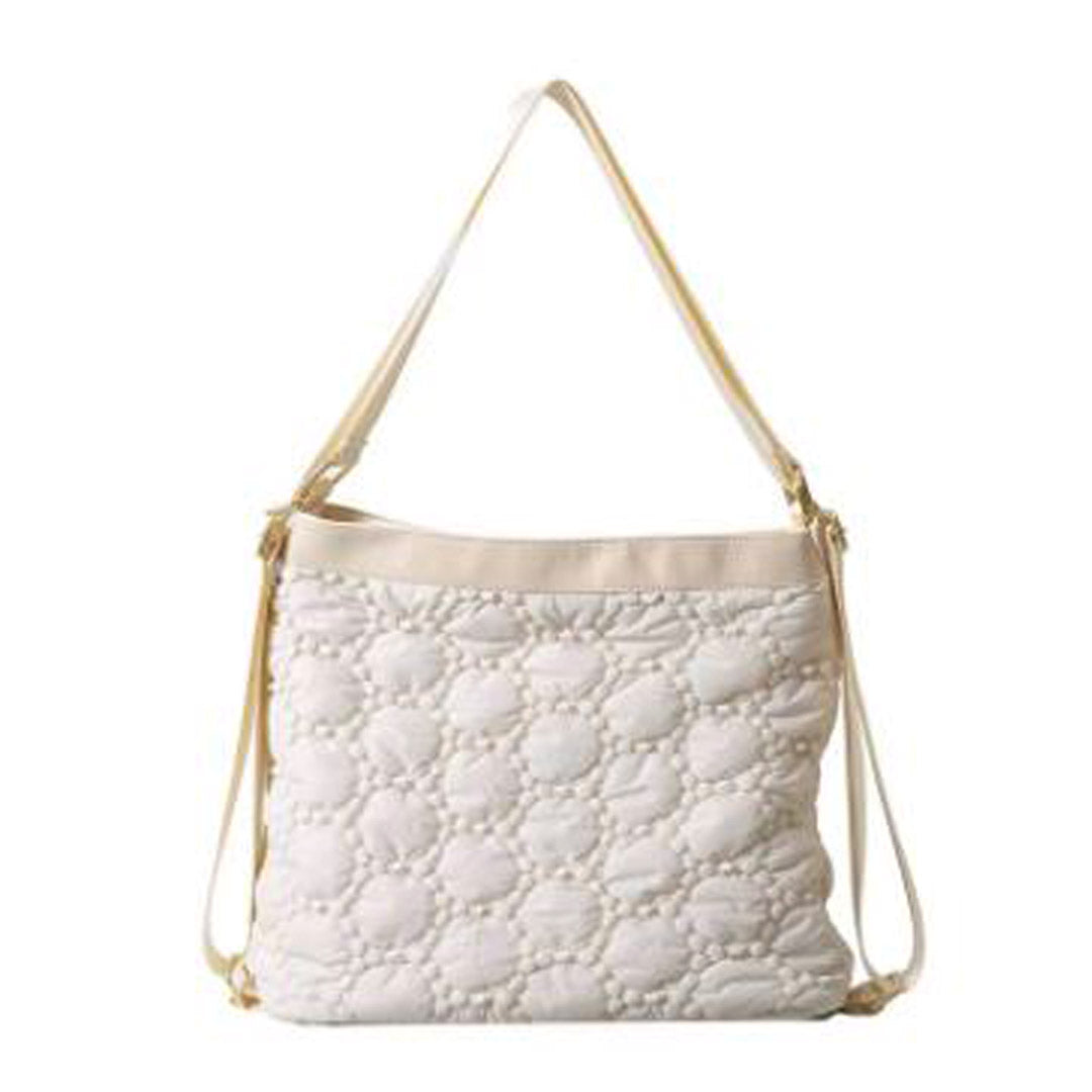Quilted 3ways tote/backpack for women White tote bag/handbag/shoulderbag/backpack