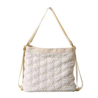 Quilted 3ways tote/backpack for women White tote bag/handbag/shoulderbag/backpack