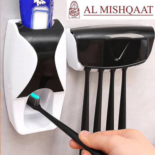 Wall mounted toothpaste dispenser & brush holder dispenser & holder