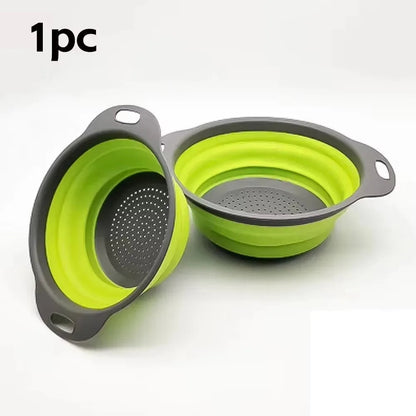 Small Silicone foldable strainer Green adjustable