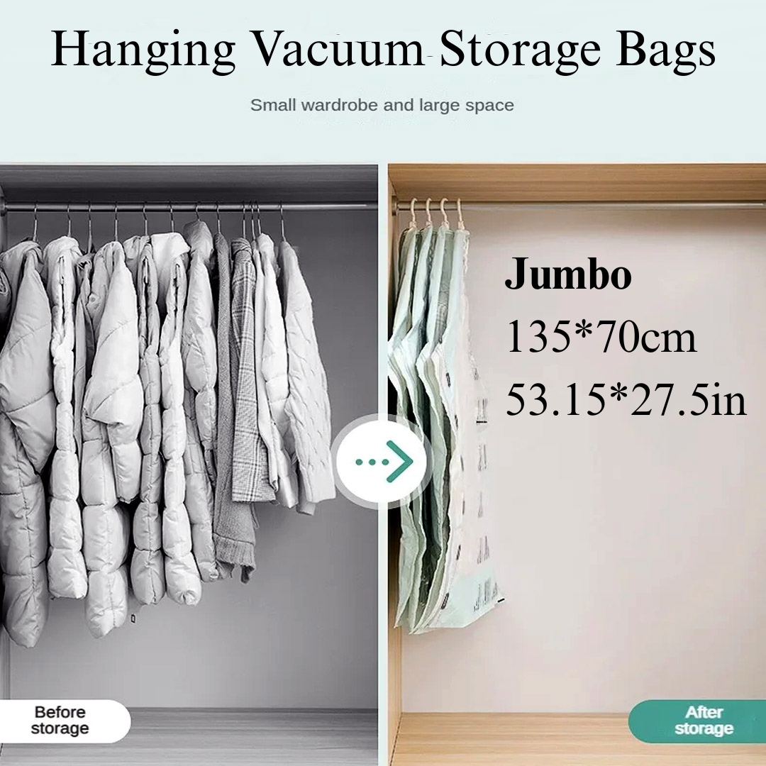 hanging vacuum storage bags for clothes, jumbo size