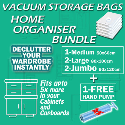 Vacuum Storage Bags Home Organiser Bundle