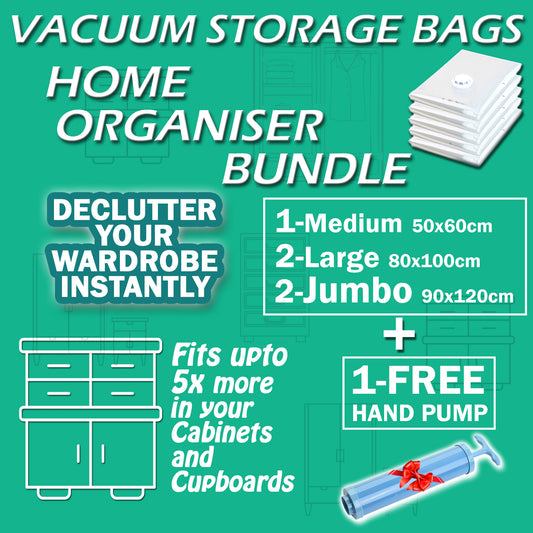 Vacuum Storage Bags Home Organiser Bundle