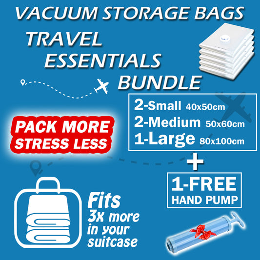 Travel Essentials Vacuum Bags Bundle 6 pcs set