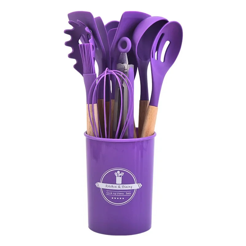 12pcs silicone utensils set Purple kitchen accessories