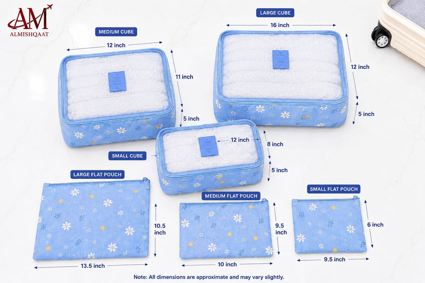 6 PCS Travel Organizer Packing Cube Set – Cubes & Flat Pouches