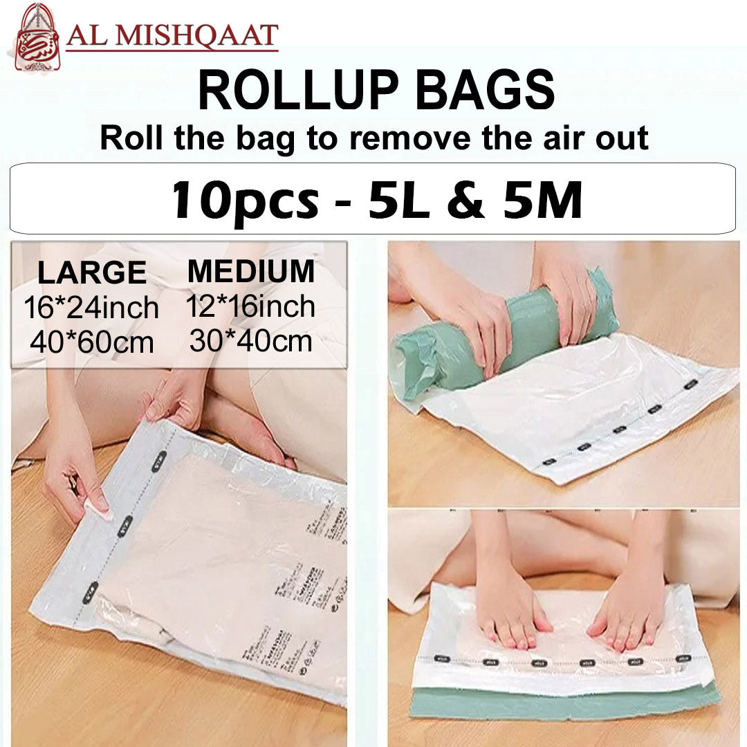 Vacuum Storage Bag - Rollup Bag 10pcs 5L & 5M vacuum bags
