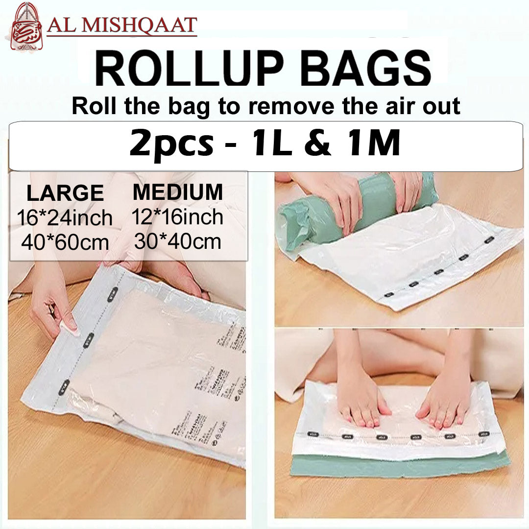 Vacuum Storage Bag - Rollup Bag 2pcs 1L & 1M vacuum bags