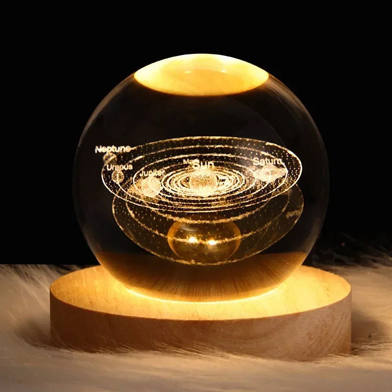 Glowing crystal moonlight lamp Solar system decor